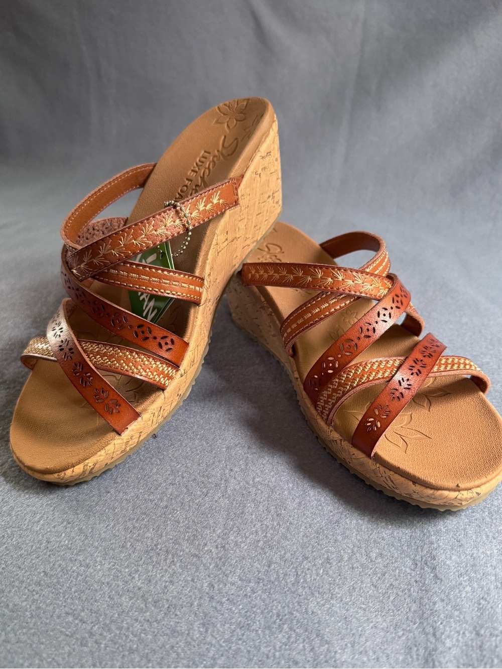 Women's Brown Strappy Wedge Sandals - Picture 9 of 9